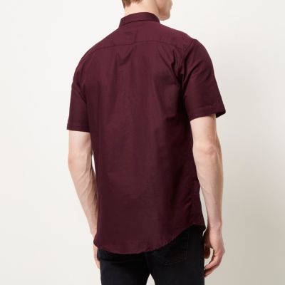 Dark red short sleeve Oxford shirt